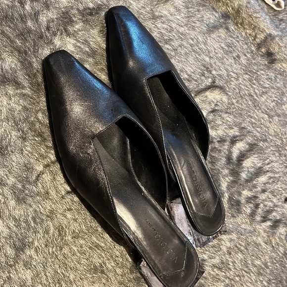 Mango Violeta black leather geometric  clear heels mules Sz 40 - Picture 14 of 16